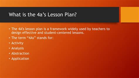 4As (Activity, Analysis, Abstraction, Application) Lesson Plan.